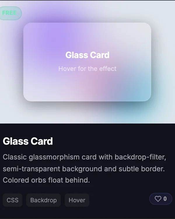 CSS Glassmorphism Card backdrop-filter effect