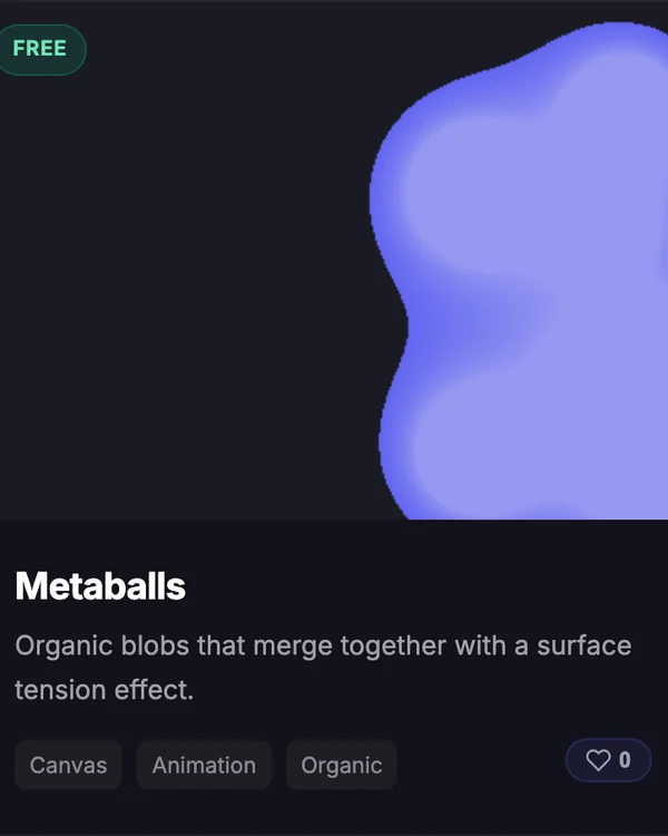JavaScript Metaballs liquid blobs effect