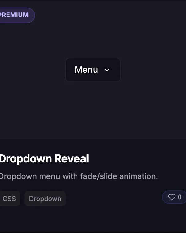 CSS Navigation Dropdown Reveal menu animation