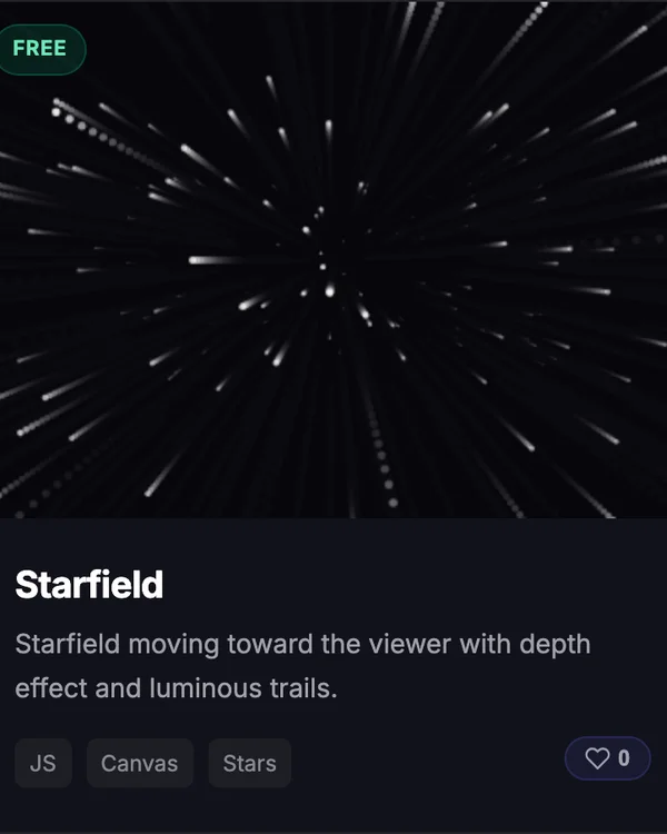 JavaScript Starfield particle canvas effect