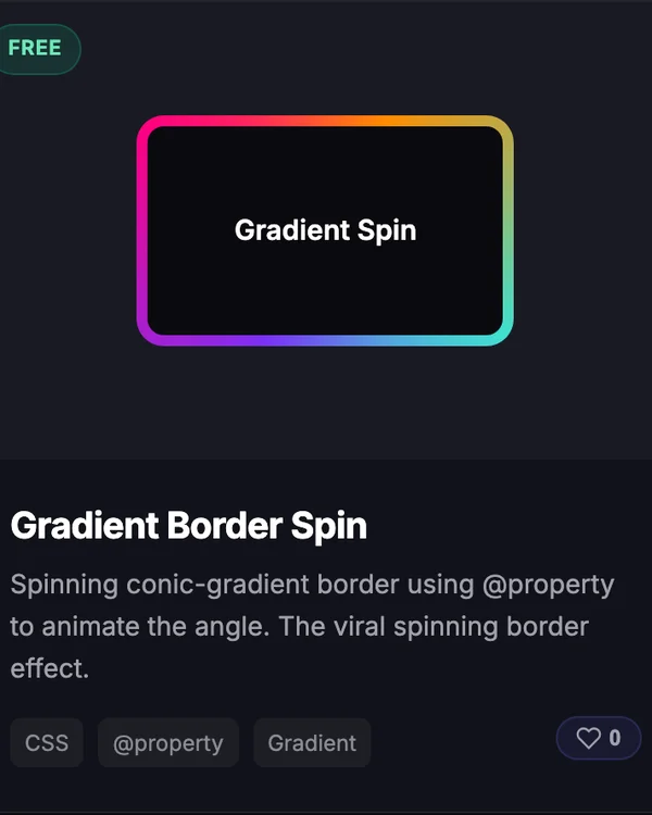 CSS Gradient Border Spin rotating effect