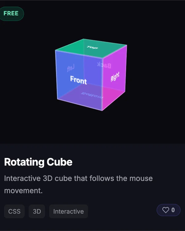 Effet CSS 3D Rotating Cube — animation rotation perspective