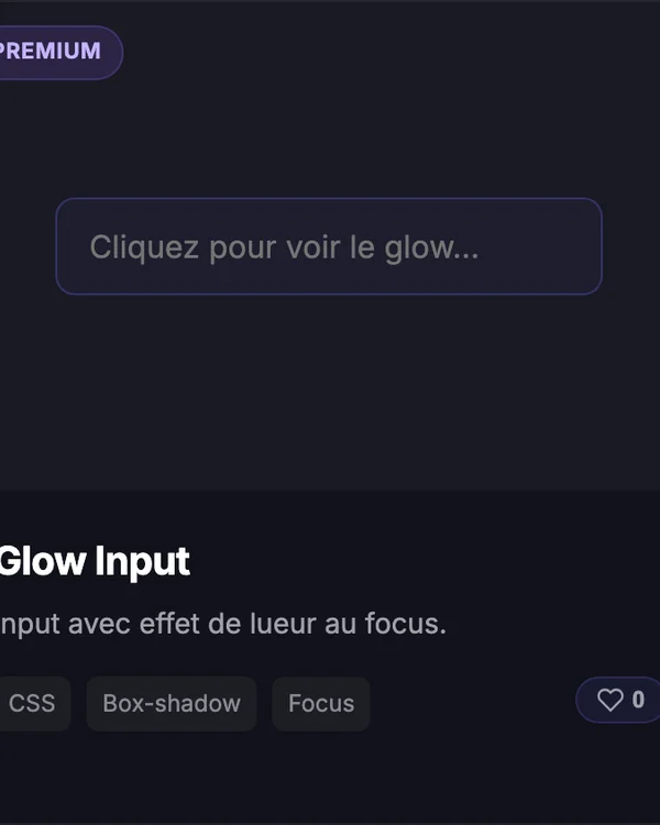 Effet CSS Formulaire Glow Input — champ lumineux focus