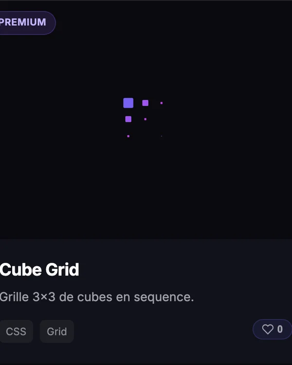 Effet CSS Loader Cube Grid — grille cubes animee
