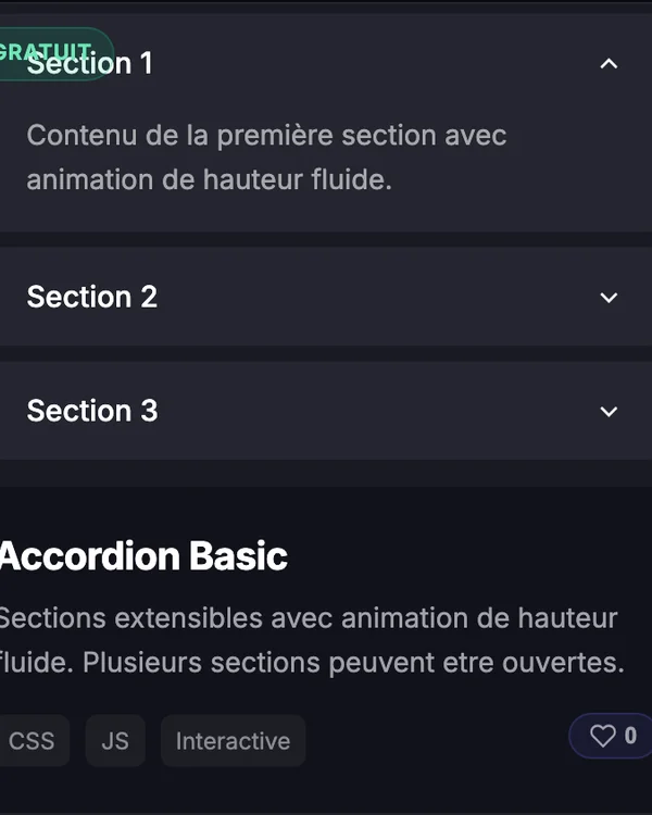 Effet CSS Accordion — accordeon anime expand collapse