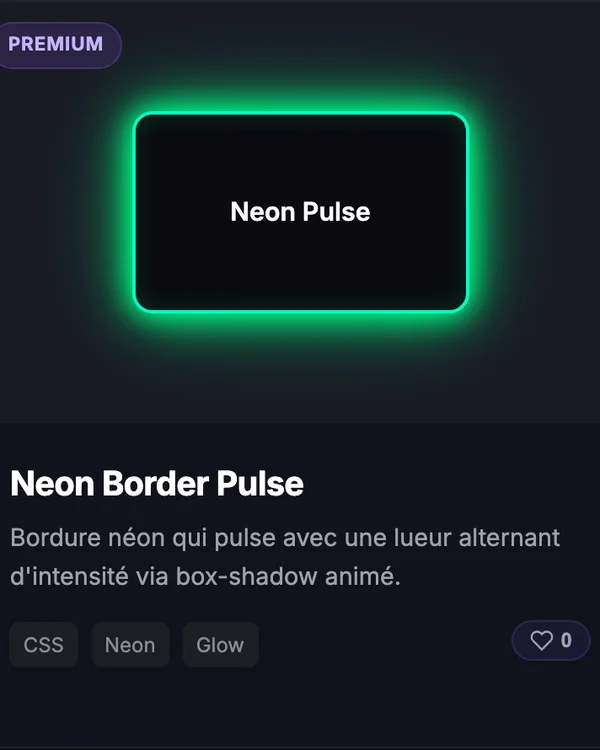 Effet CSS Neon Border Pulse — bordure neon pulsante