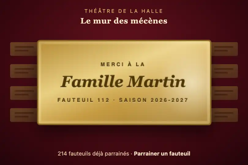 Plaque gravée d'un mécène — mur des donateurs en ligne d'un théâtre — Perspective Tilt exemple 3