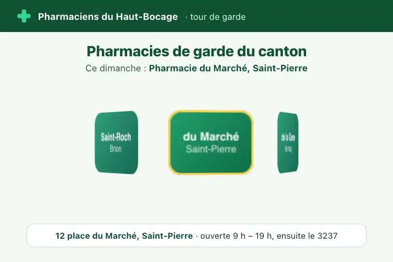 Pharmacies de garde du secteur — site d'un syndicat de pharmaciens d'un canton rural — 3D Carousel exemple 3