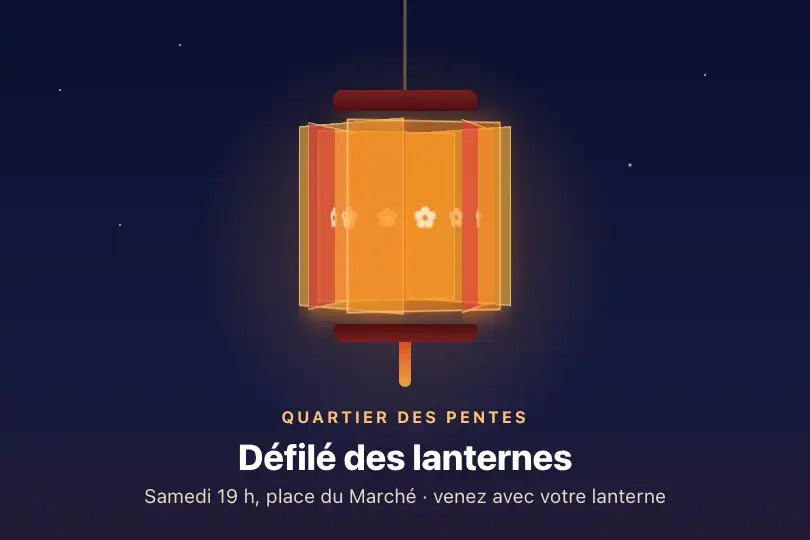 Lanterne hexagonale de la fête des lanternes — affiche numérique d'un quartier — Prism Rotation exemple 2