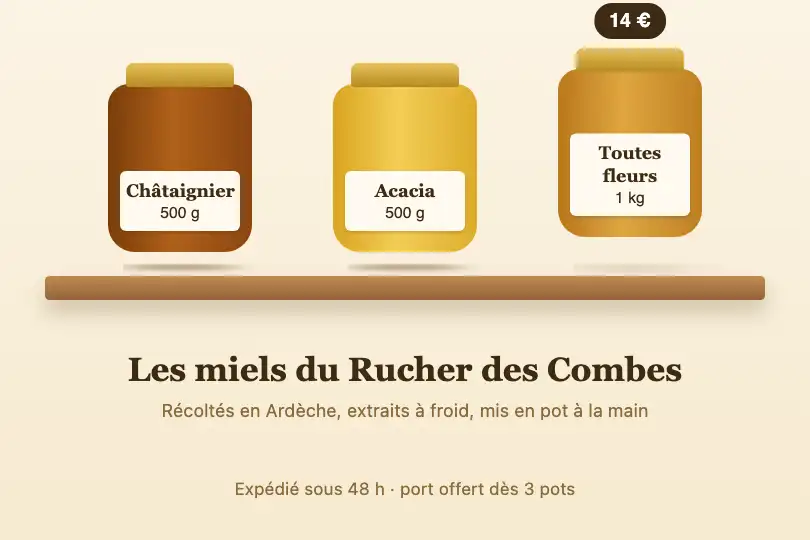 Le pot de miel qu'on prend sur l'étagère — boutique en ligne d'un apiculteur — Shadow Perspective exemple 2