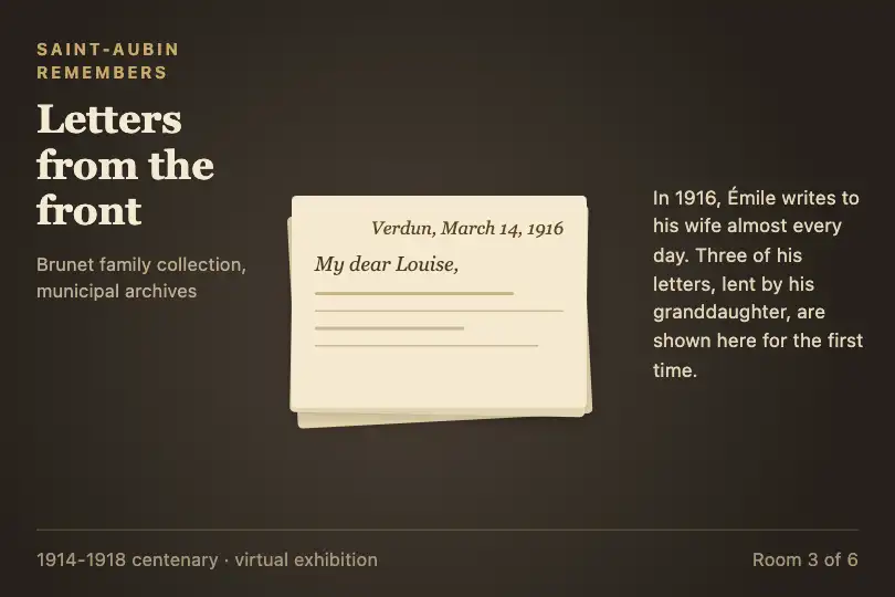 Letters from the trenches — virtual centenary exhibition of a town — Layered Paper example 2