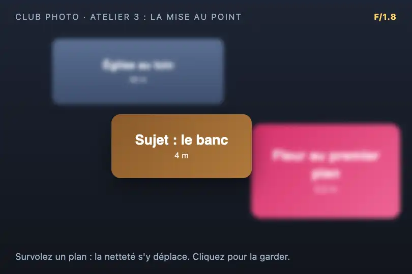 Comprendre la mise au point — page pédagogique d'un club photo — Depth of Field exemple 1