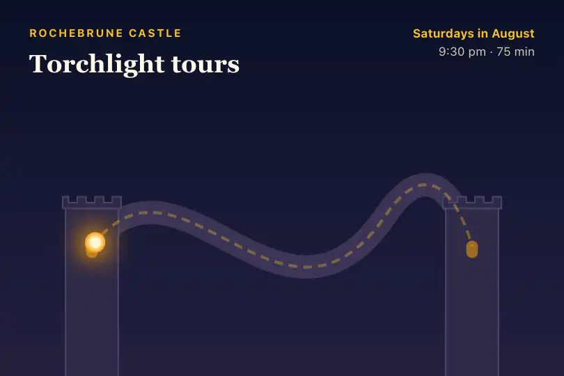 The watchman's round on the wall walk — night tour of a castle — SVG Path Follow example 3