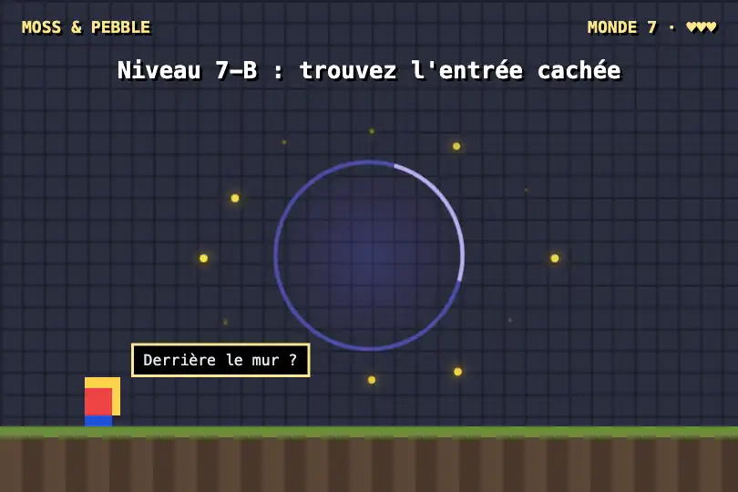 Le passage vers le niveau secret — page de présentation d'un jeu de plateforme indépendant — Portal Effect exemple 1
