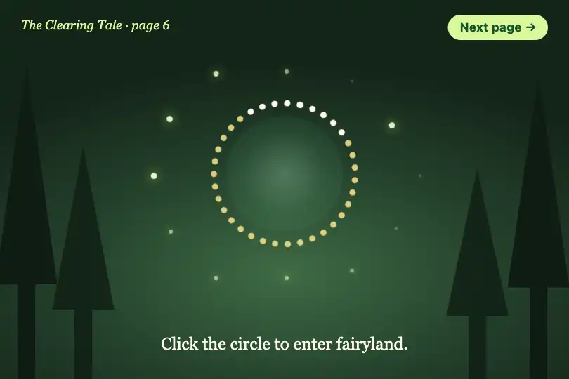 The fairy ring in the forest — interactive story for children — Portal Effect example 2