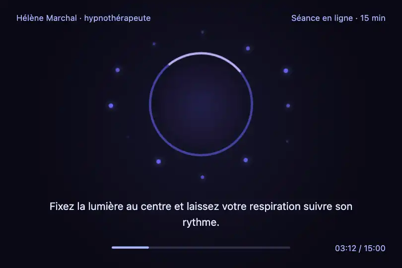 Point de concentration d'une séance d'hypnose en ligne — page d'un praticien — Portal Effect exemple 3