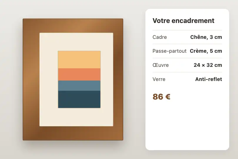 Choisir son passe-partout — configurateur d'un atelier d'encadrement — Immersive Depth Scroll exemple 3