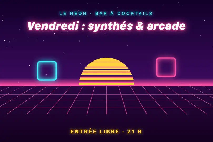 Soirée rétro années 80 — page d'un bar à cocktails — XR Environment exemple 2