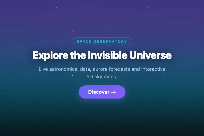 Full-screen hero — Space science portal — Aurora Borealis example 1