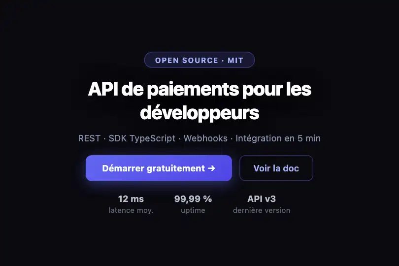 Hero plein écran — Landing d'outil développeur — Grid Pattern exemple 1