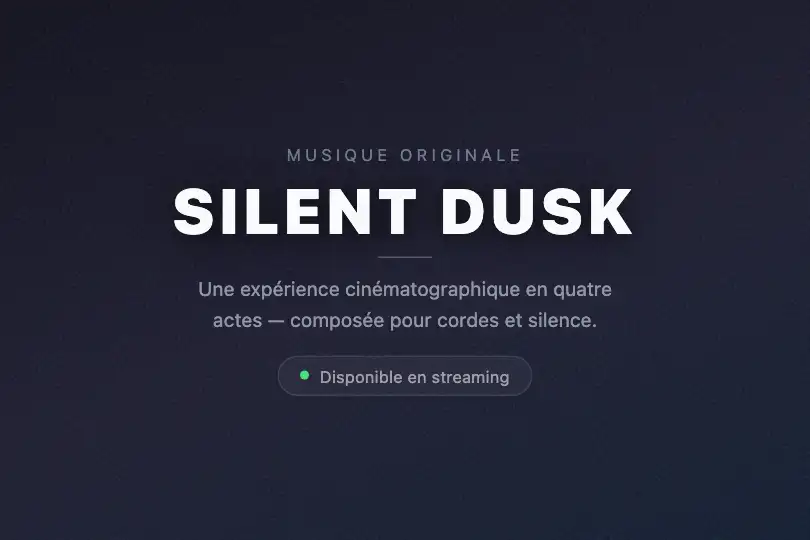 Hero dark cinéma — Fond texturé plein écran — Noise Texture exemple 1