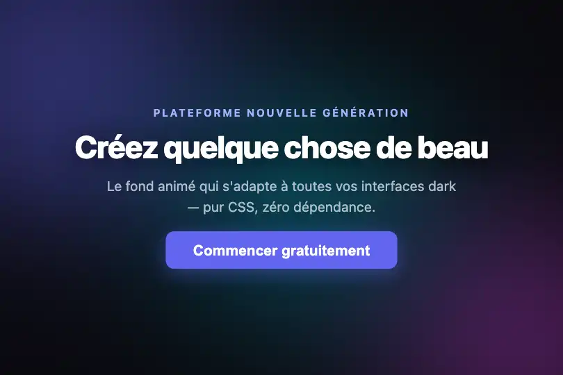 Hero plein écran — Landing page dark SaaS — Animated Blobs exemple 1