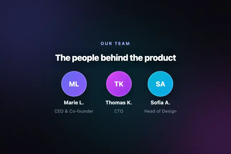 Team section — Startup About page — Animated Blobs example 2