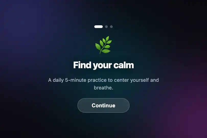 Mobile onboarding — Creative or wellness app — Animated Blobs example 3