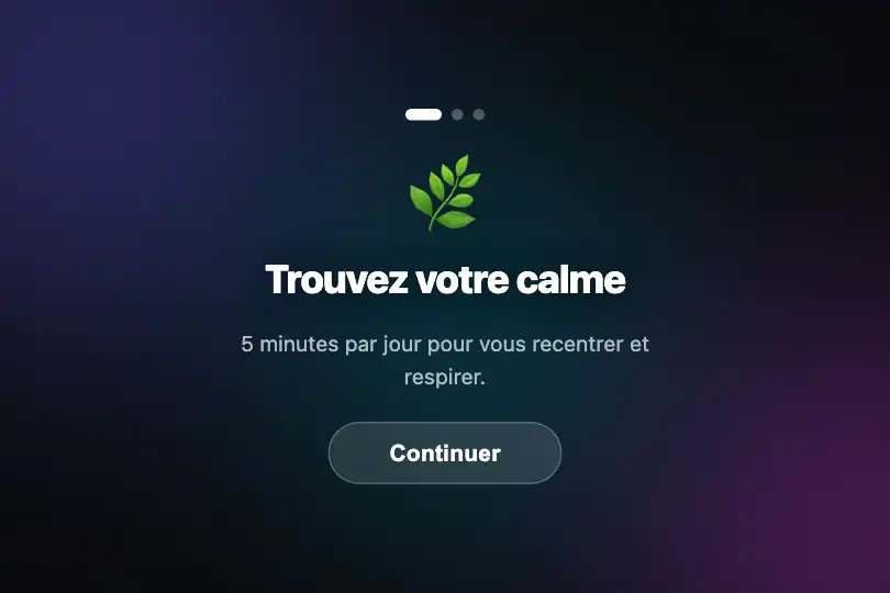 Onboarding mobile — Application créative ou bien-être — Animated Blobs exemple 3