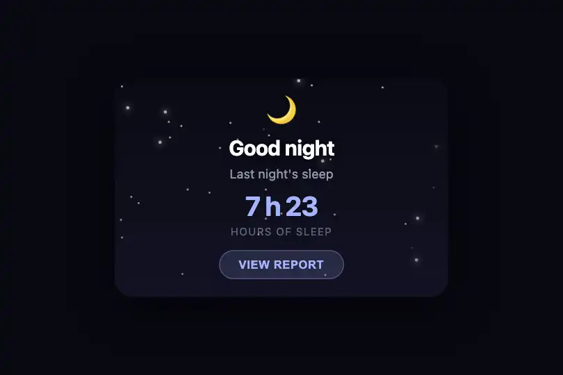 Sleep widget — 'Goodnight' card — Starry Night example 2