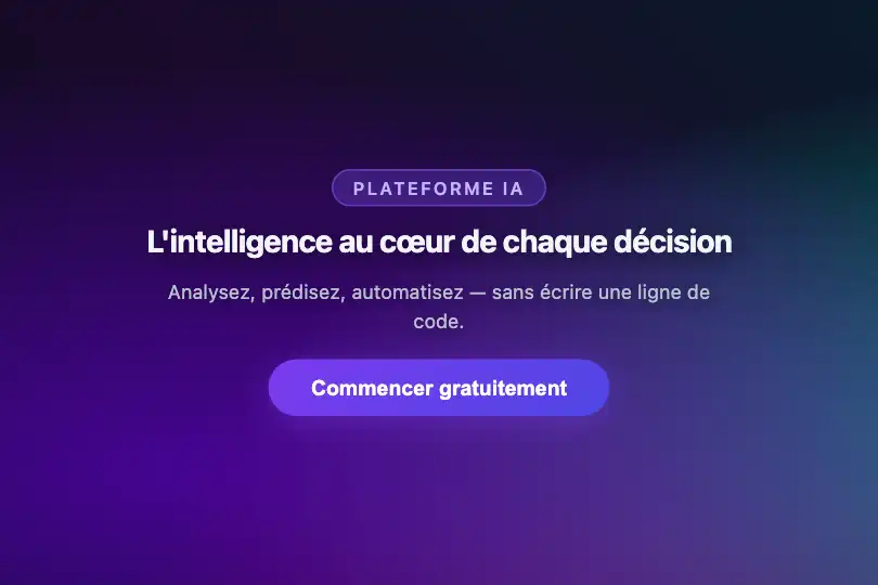 Hero plein écran — Landing page IA ou tech — Aurora Effect exemple 1