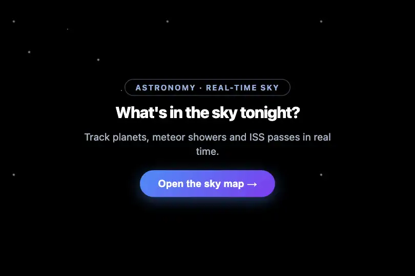 Full-screen hero — Astronomy application — Star Field example 1