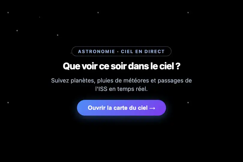 Hero plein écran — Application d'astronomie — Star Field exemple 1