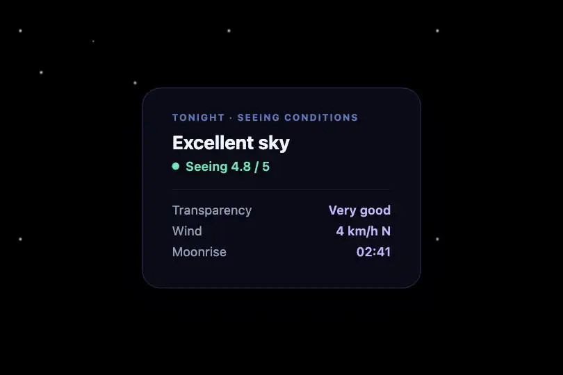 Card component — Sky conditions widget — Star Field example 2