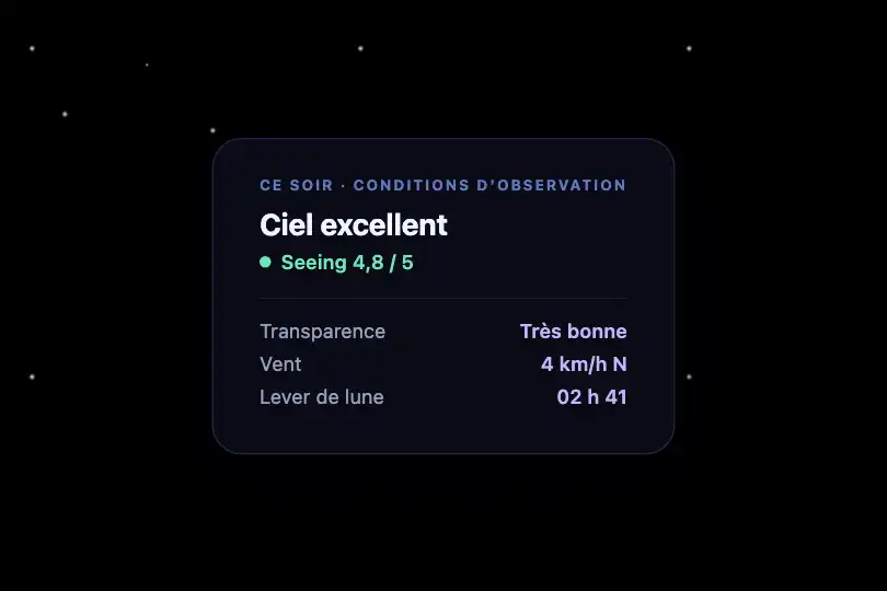 Composant carte — Widget conditions d'observation — Star Field exemple 2