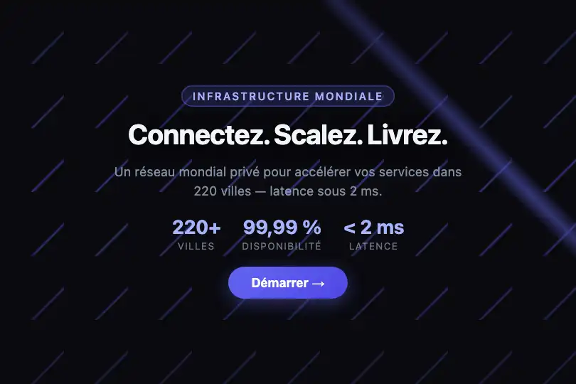 Section plein écran — Plateforme cloud ou réseau d'infrastructure — Network Lines exemple 1