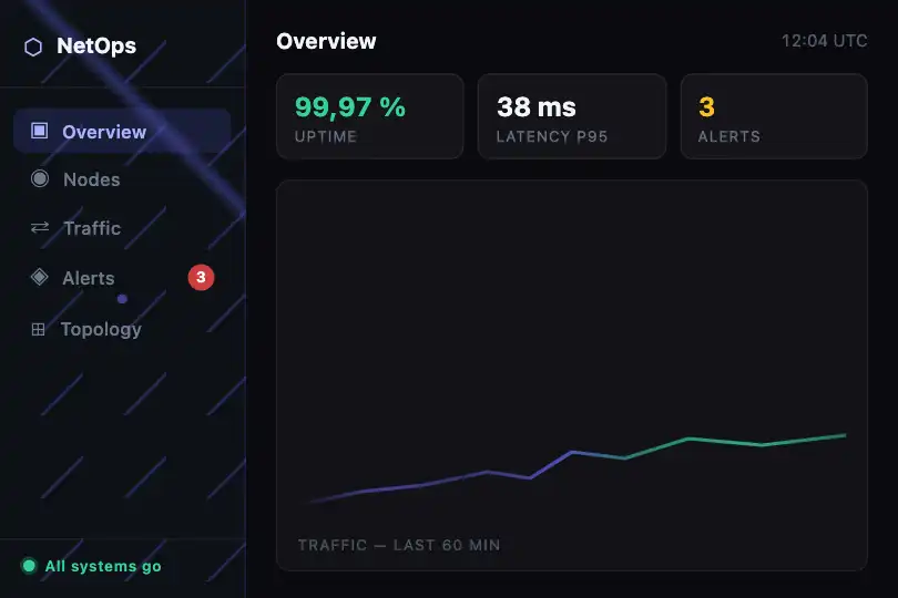 Navigation sidebar — DevOps or monitoring tool — Network Lines example 2