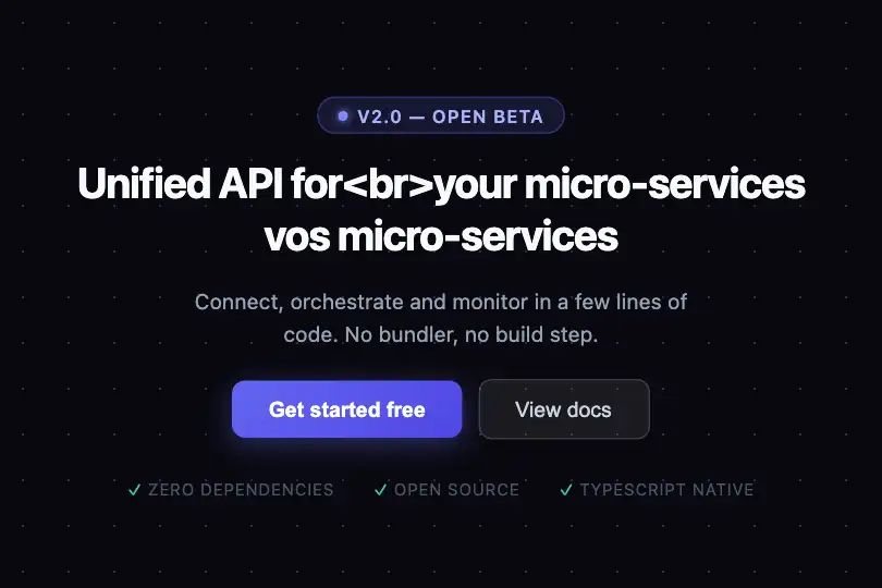 Dark hero — SaaS or developer tool landing — Dot Grid Pattern example 1