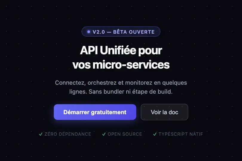 Hero dark — Landing SaaS ou developer tool — Dot Grid Pattern exemple 1