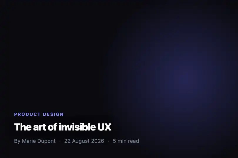 Article header — Dark magazine / tech blog — Spotlight Follow example 3
