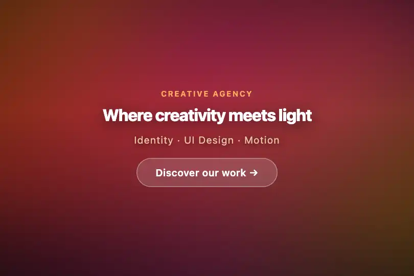 Full-screen hero — Creative portfolio or music landing page — Sunset Mesh example 1