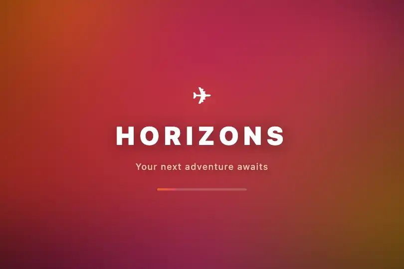 Travel splash screen — Full-screen loading for an outdoor or travel app — Sunset Mesh example 2