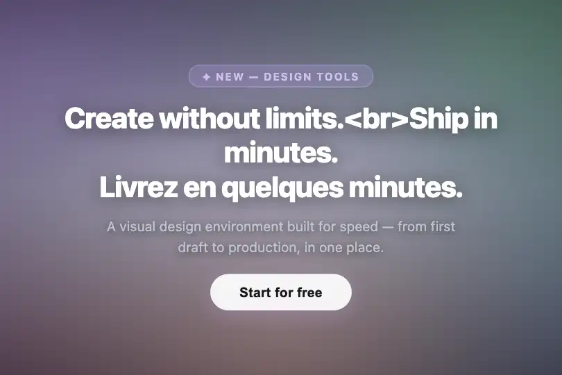 Full-screen hero — Creative tool landing page — Pastel Mesh example 1