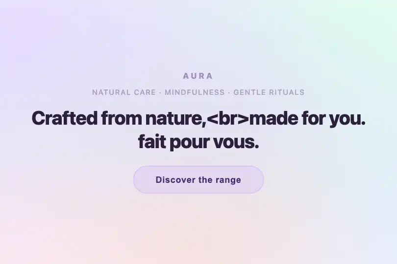 Full-screen hero — Wellness or natural beauty brand — Pastel Mesh example 3