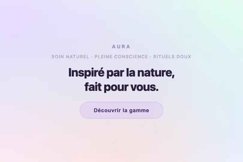 Hero pleine page — Marque wellness ou beauté naturelle — Pastel Mesh exemple 3