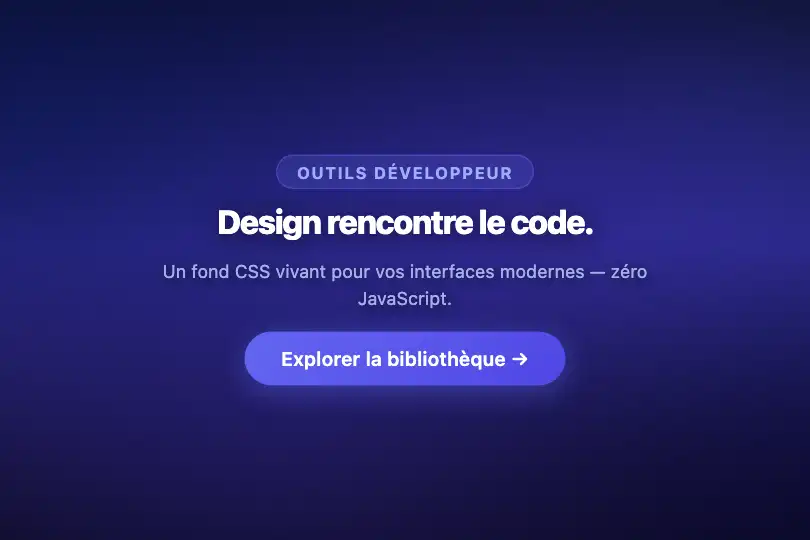 Hero plein écran — Landing d'un outil de design — Monochrome Mesh exemple 1