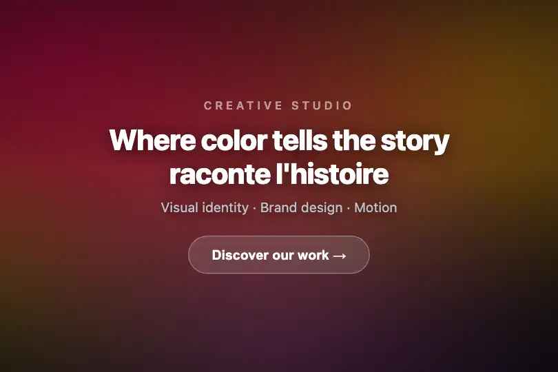 Full-screen hero — Creative studio or design agency — Gradient Morph example 1