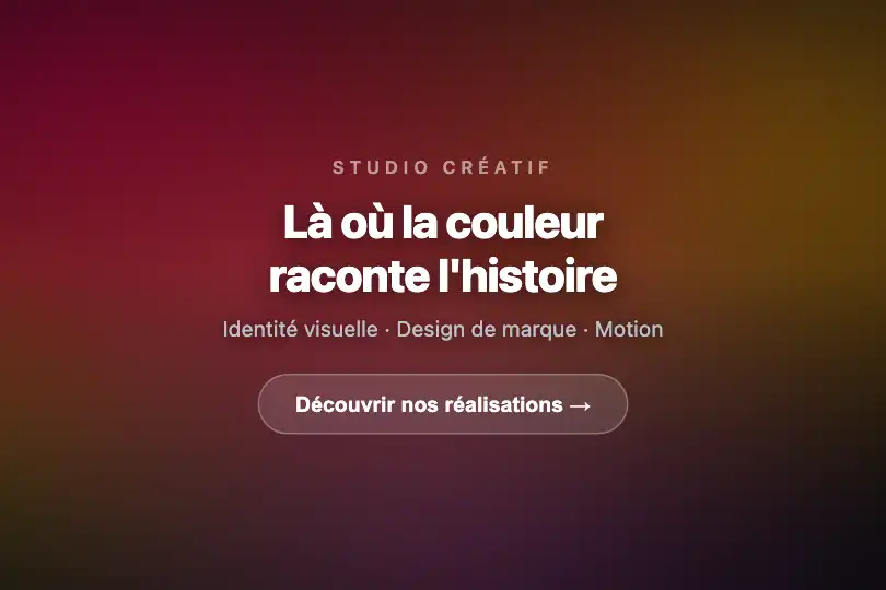Hero plein écran — Studio créatif ou agence de design — Gradient Morph exemple 1
