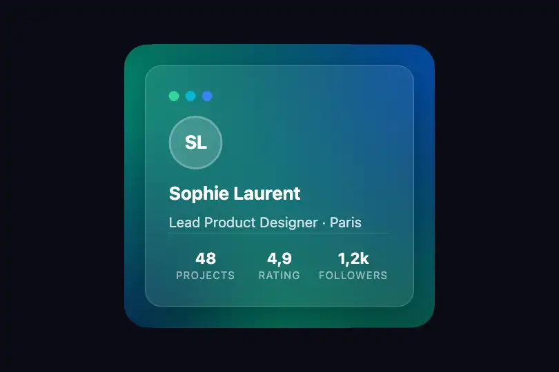 Profile widget — User dashboard — Glass Mesh Card example 3