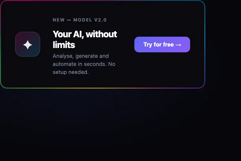 AI landing page — Core value block framed — Animated Border Mesh example 2